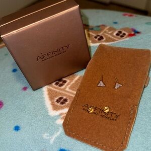 Affinity Diamond Jewelry Triangle Earrings .925 Stamped Gold Base